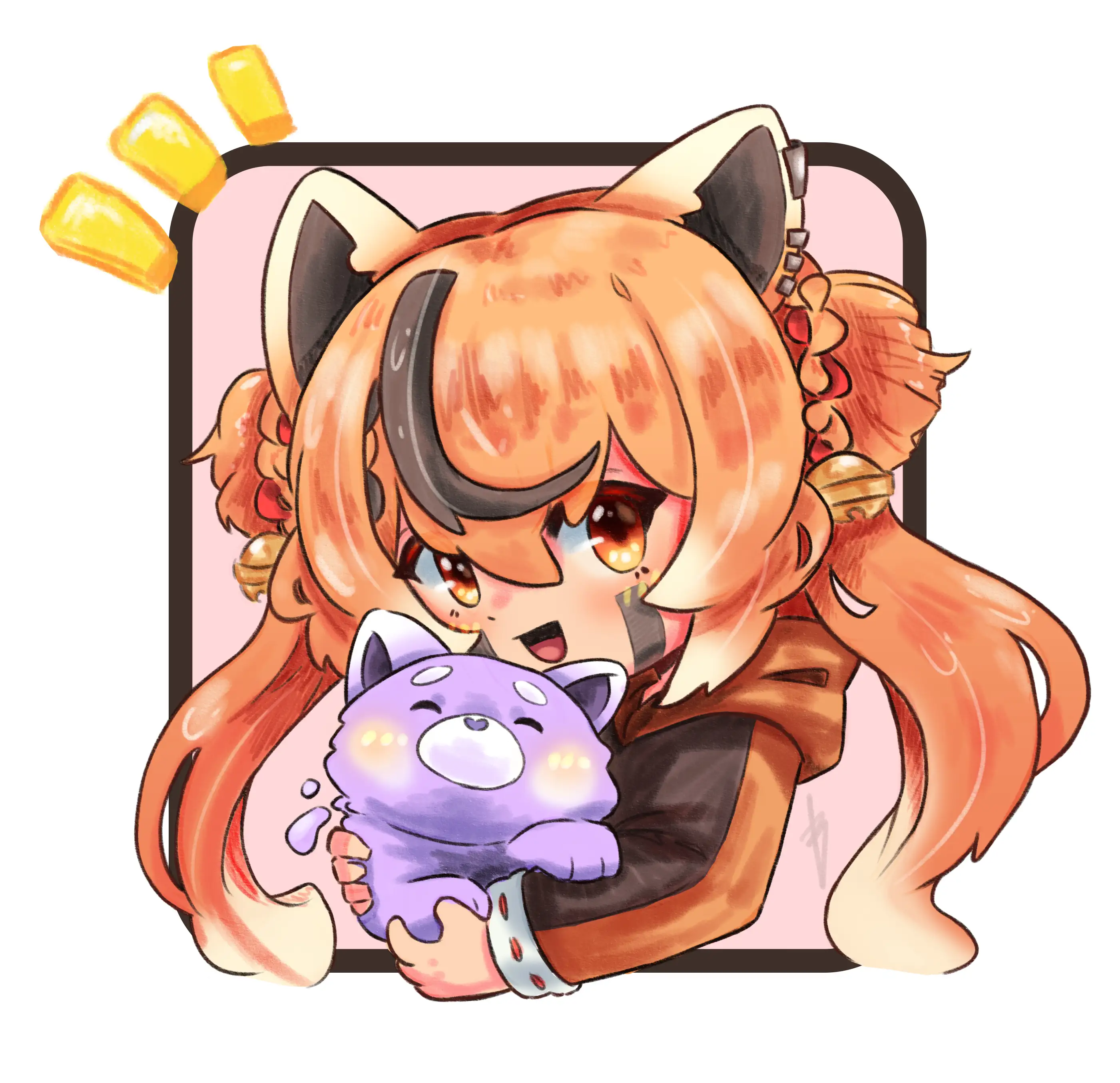 Fanart 62 : Portrait de Keola, un petit esprit violet dans les bras