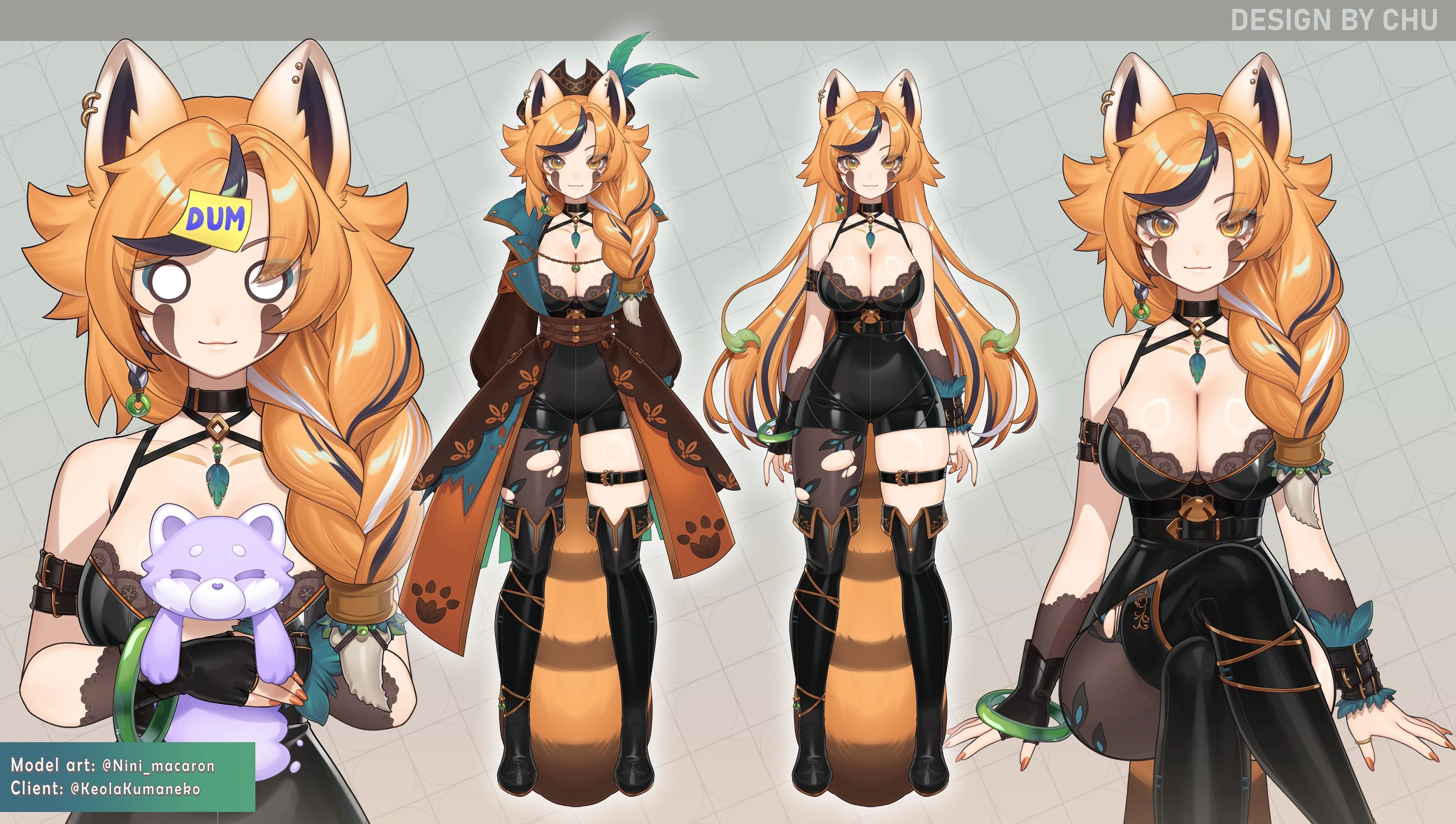 Référence du modèle V5 de Keola avec vues de la tenue et portraits rapprochés